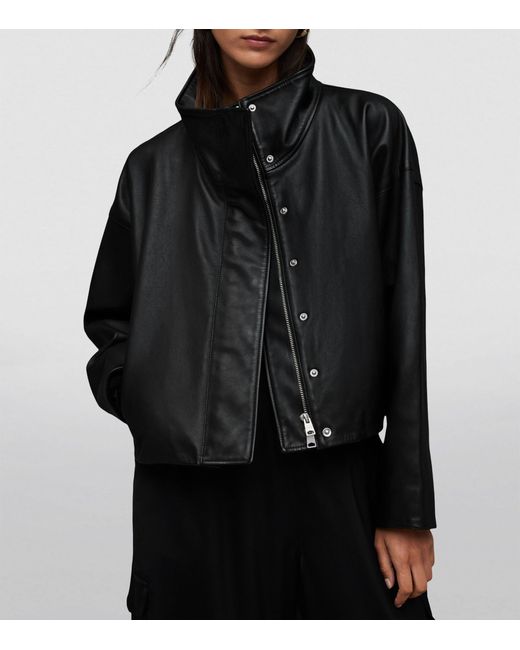 AllSaints Black Leather Ryder Jacket