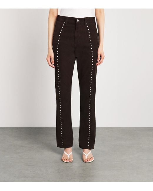Polo Ralph Lauren Black Corduroy Studded Straight Trousers