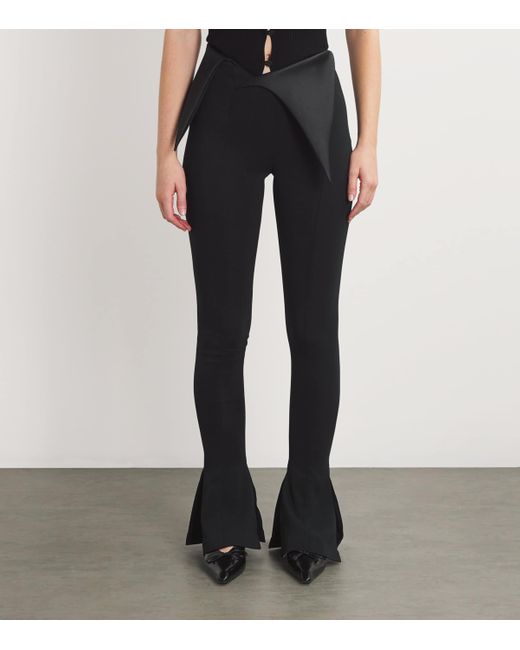 Mugler Black Cummerbund-Waist Flared Trousers