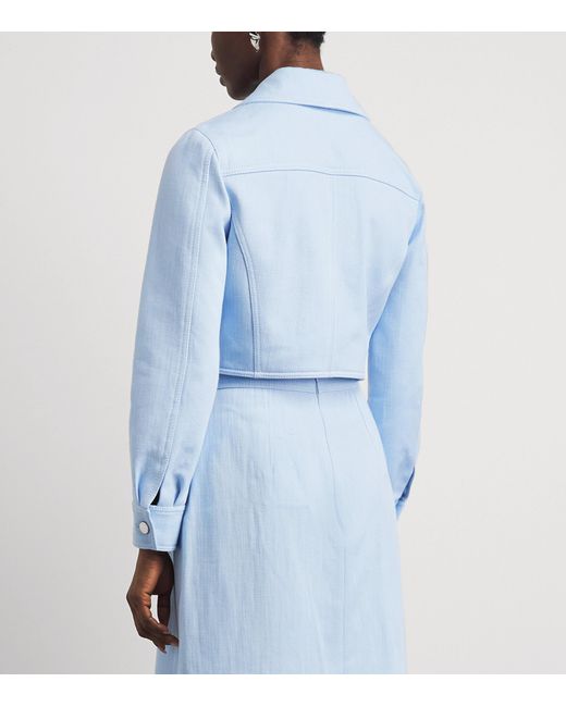 Emilia Wickstead Blue Cropped Nics Denim Jacket