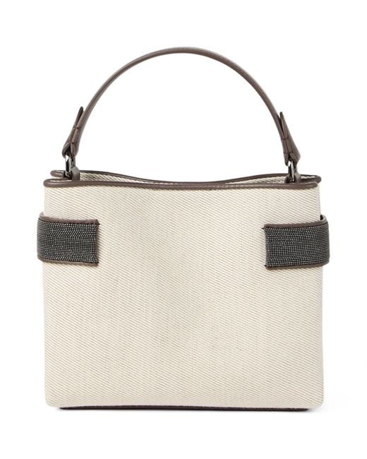 Brunello Cucinelli Natural Small Cotton-Linen Essence Top-Handle Bag