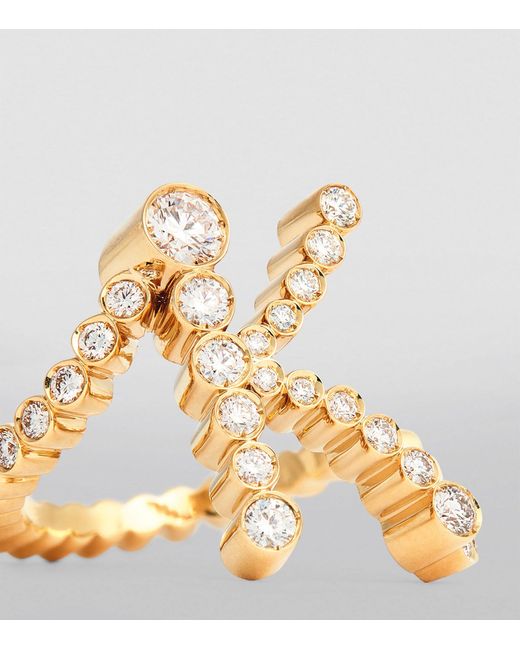 Sophie Bille Brahe Metallic Yellow Gold And Diamond Ensemble 'k' Ring