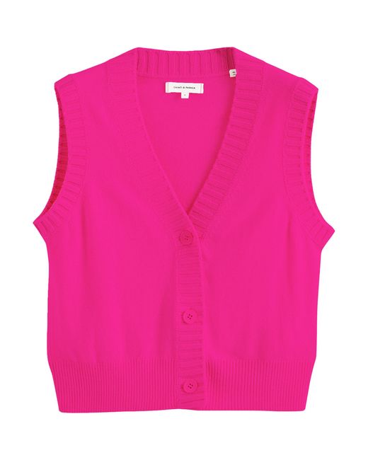 Chinti & Parker Pink Wool-cashmere Buttoned Sweater Vest