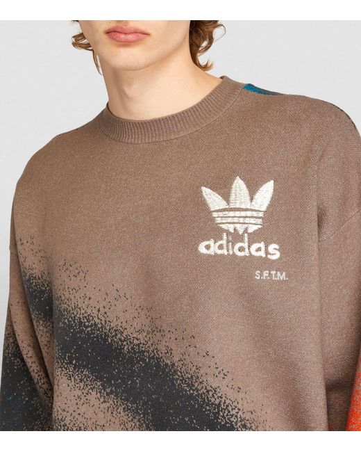 Adidas Brown X Song For The Mute Spray Print Sweater for men