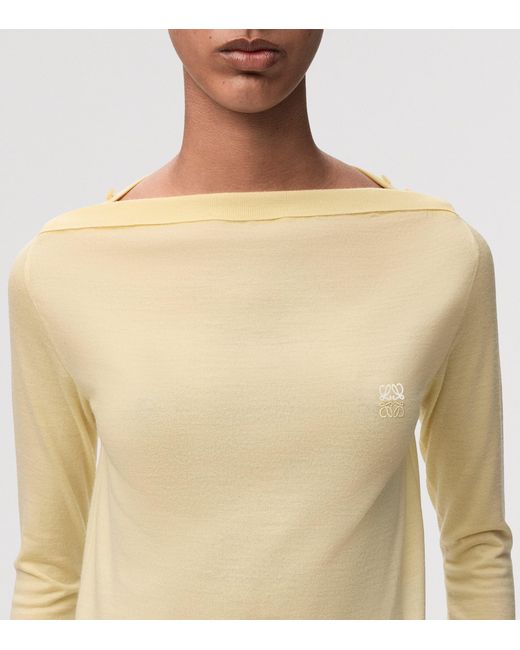 Loewe Natural Stretch-Wool Boat-Neck Sweater