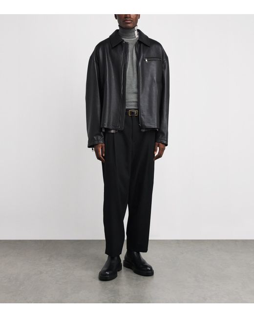 Emporio Armani Black Leather Crocodile-Embossed Plate Belt for men