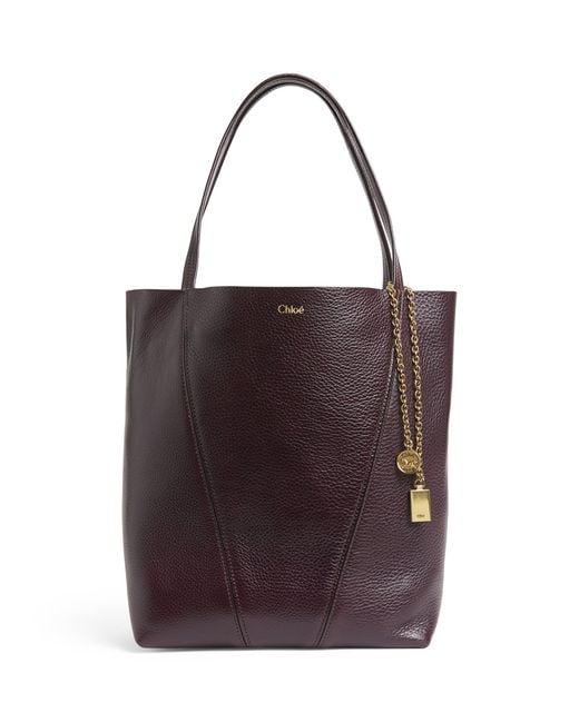 Chloé Purple Medium Leather Spin Tote Bag