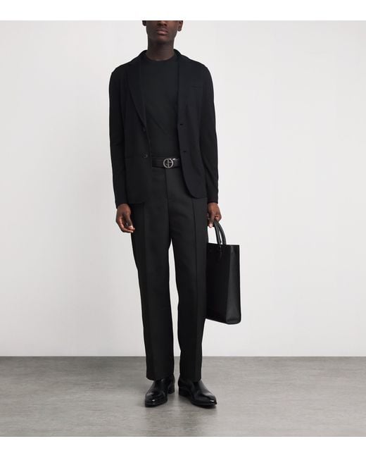 Giorgio Armani Black Virgin Wool Crew-Neck Sweater for men