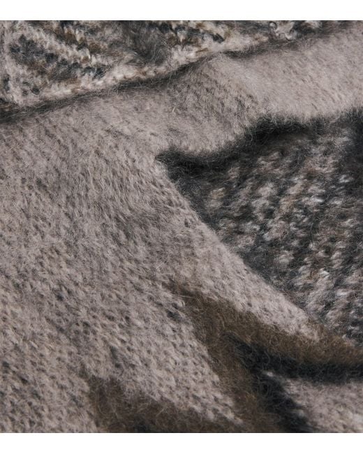 Acne Gray Mohair-Wool Hooded Scarf