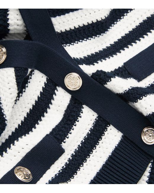 Maje Blue Cropped Stripe Cardigan