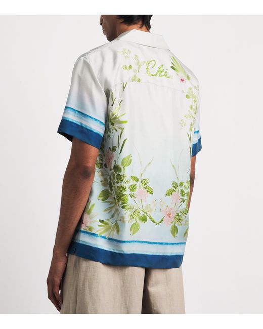 CHE Blue Silk Bloom Print Shirt for men