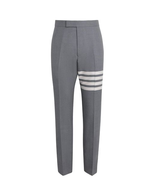 Thom Browne Gray Wool 4-Bar Stripe Tailored Trousers for men