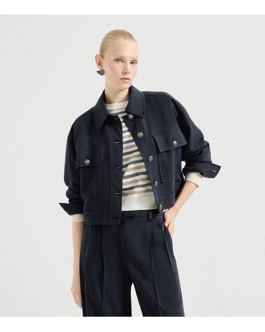 Brunello Cucinelli Blue Virgin Wool Jacket
