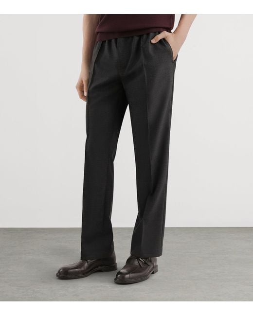 Dolce & Gabbana Black Virgin Wool Drawstring Trousers for men