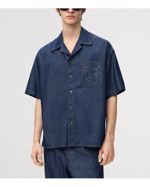 Loewe Blue Chambray Short-Sleeve Shirt for men