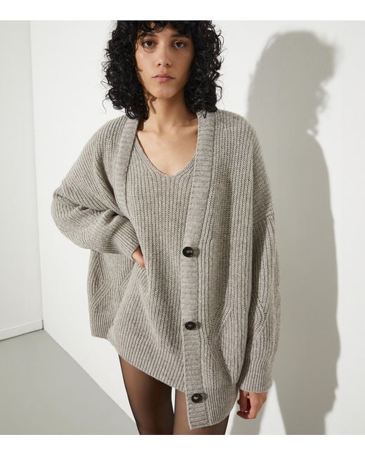 MAX&Co. Gray Wool-Blend Oversized Cardigan