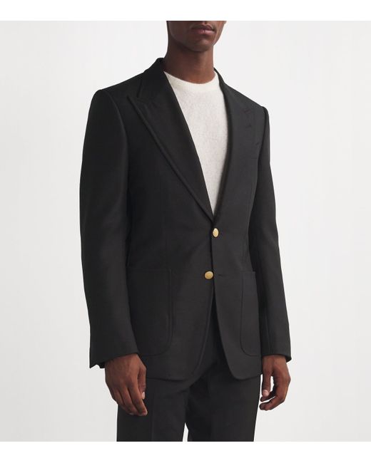 Tom Ford Black Wool-Mohair Blazer for men