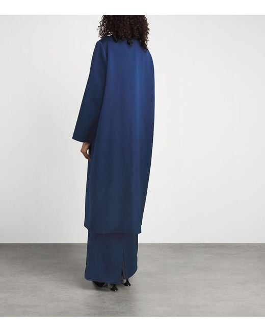 Erdem Blue Embroidered Satin Coat