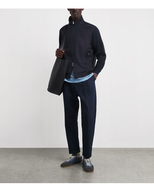 Paul & Shark Blue Wool Bomber Jacket for men