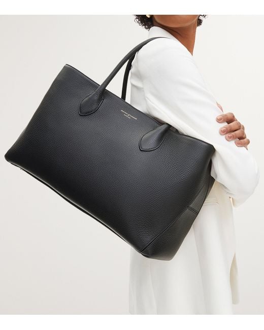 Aspinal Black Leather London Tote Bag
