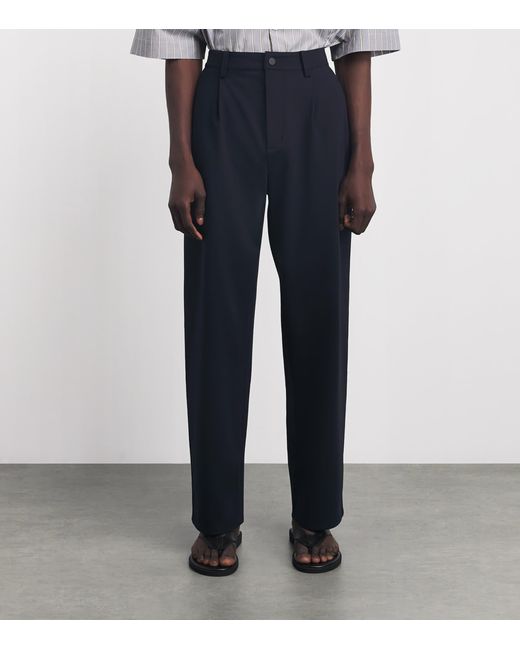 7 For All Mankind Blue Pleated Straight Trousers for men
