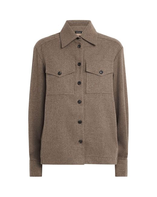 Kiton Brown Virgin Wool-Cashmere Overshirt