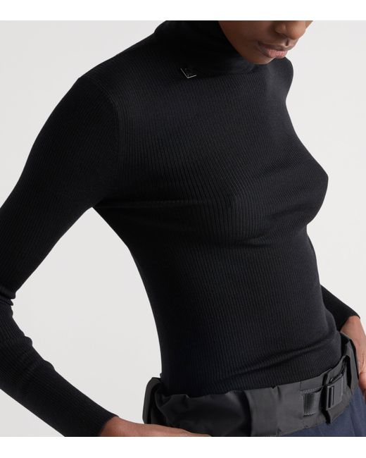 Prada Black Wool High-Neck Sweater