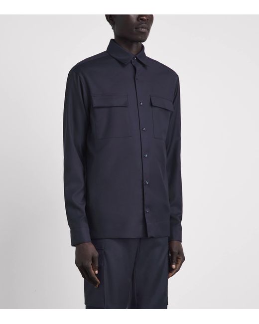 Paul & Shark Blue Virgin Wool Overshirt for men