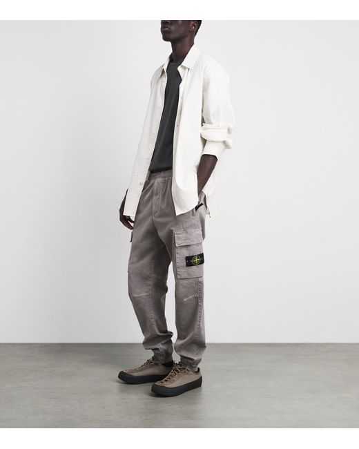 Stone Island Gray Stretch-Cotton Cargo Trousers for men