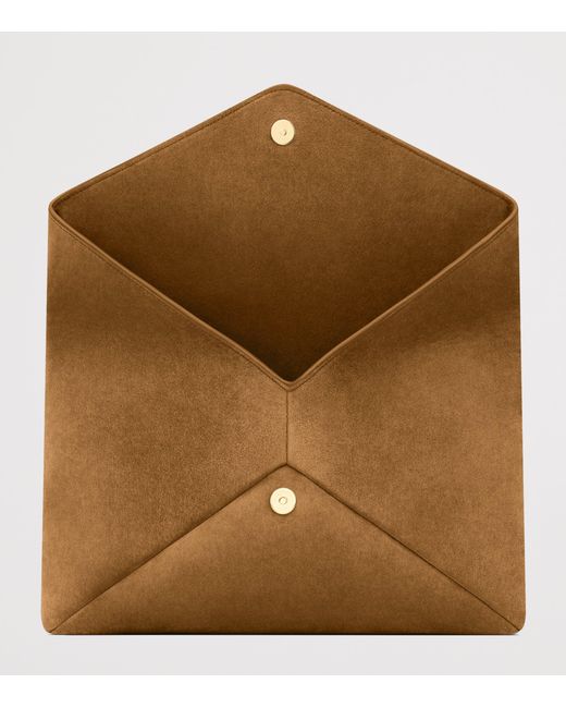 Saint Laurent Brown Large Suede Cassandre Envelope Pouch