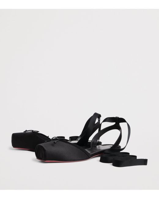 Christian Louboutin Black Cassia Lace-Up Satin Ballet Flats