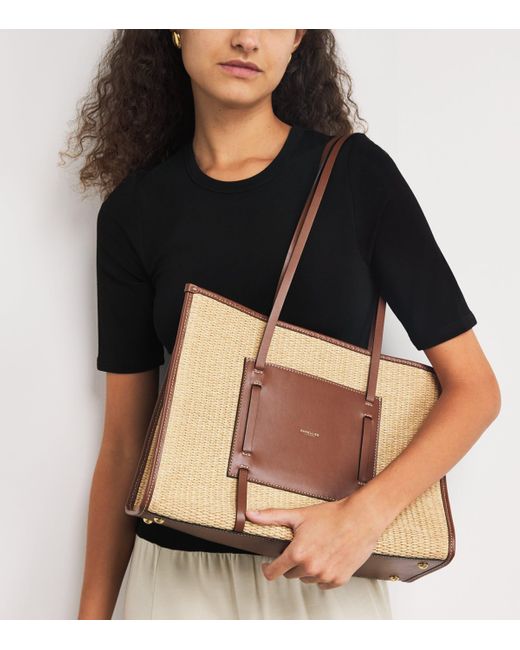 DeMellier London Natural Raffia-Leather Capri Tote Bag