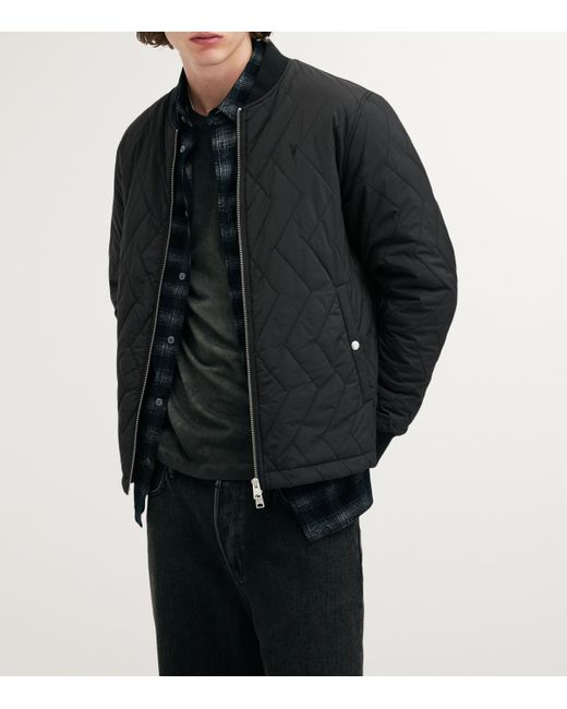 AllSaints Black Tyk Quilted Bomber Jacket for men