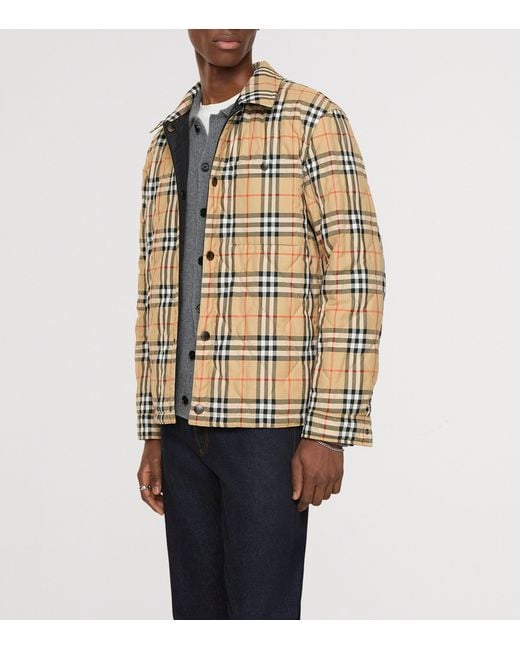 Burberry Black Quilted Reversible Check Overshirt for men