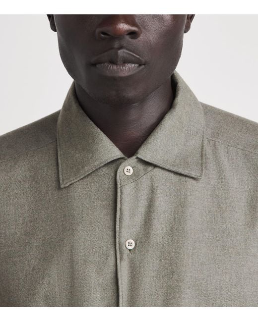 Colombo Gray Cotton Twill Shirt for men