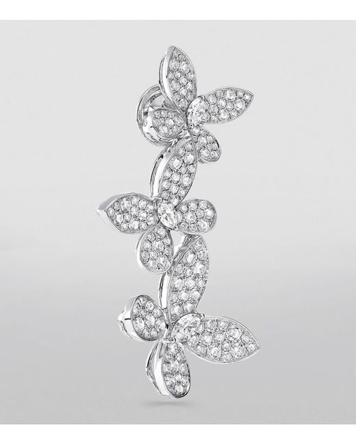 Graff White And Diamond Triple Pavé Butterfly Drop Earrings
