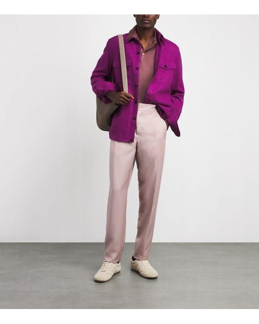 Isaia Purple Cashmere Overshirt for men