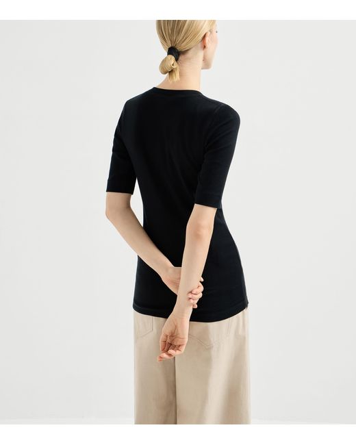 Brunello Cucinelli Black Stretch-Cotton Monili-Detail T-Shirt