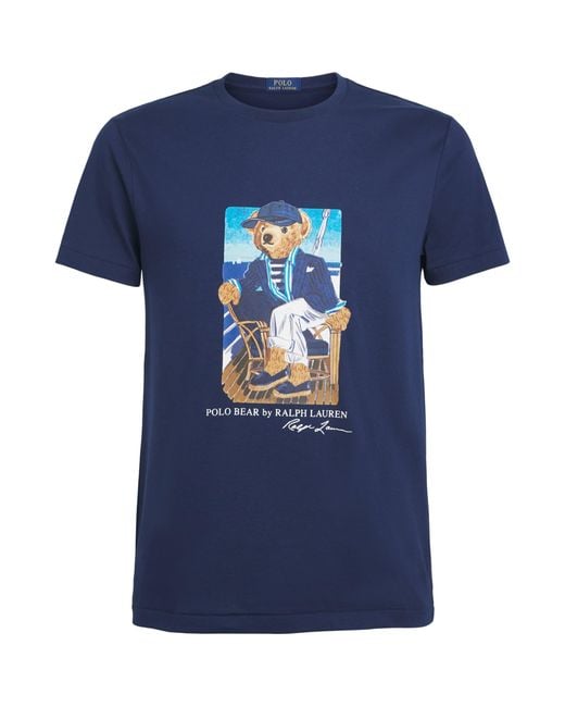 Polo Ralph Lauren Blue Cotton Polo Bear T-Shirt for men
