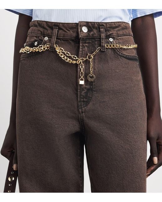 Maje Brown Belted Bootcut Jeans