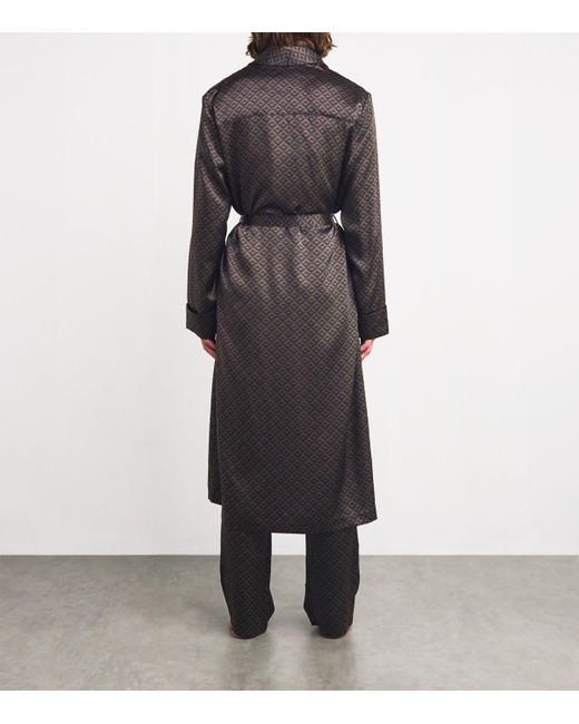 Harrods Brown Silk Geometric Print Robe for men
