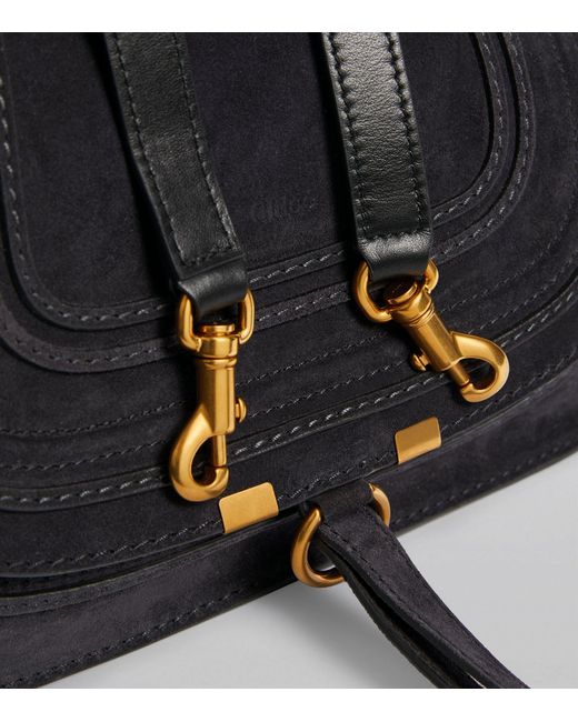 Chloé Black Medium Suede Marcie Top-handle Bag
