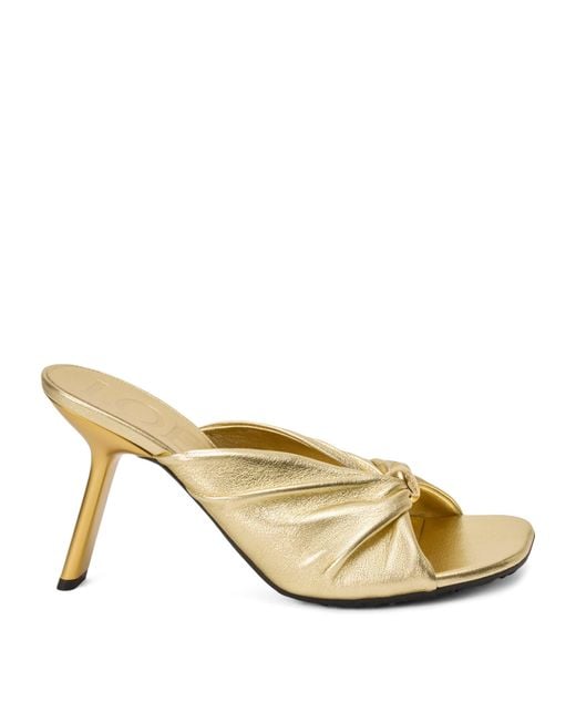 Loewe X Paula's Ibiza Metallic Leather Pebble Heeled Mules 90