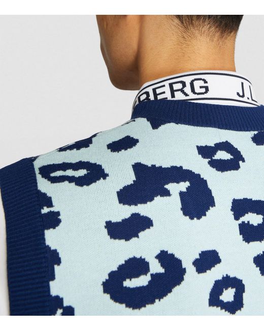 J.Lindeberg Blue Leopard Print Sweater Vest for men