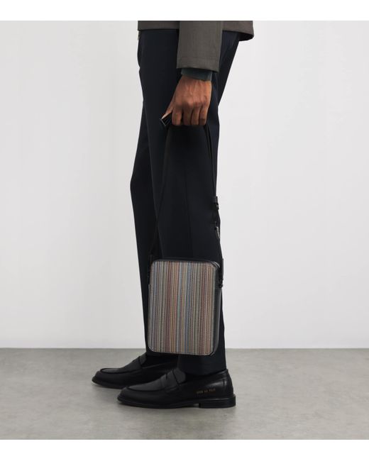Paul Smith Black Coated Canvas Signature Stripe Cross-Body Bag for men