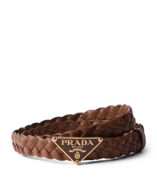 Prada Brown Nappa Leather Braided Belt