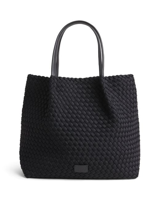 Harrods Black Neoprene Woven East-West Tote Bag