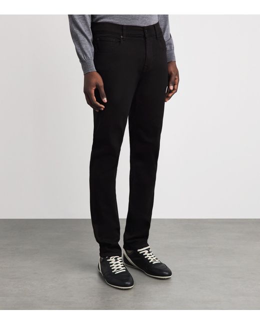 7 For All Mankind Black Slimmy Luxe Performance Jeans for men
