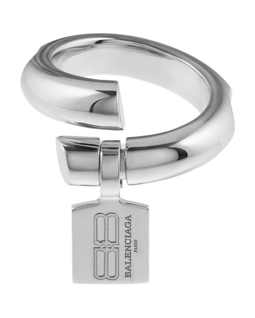 Balenciaga Metallic Saint-Germain Tag Ring for men