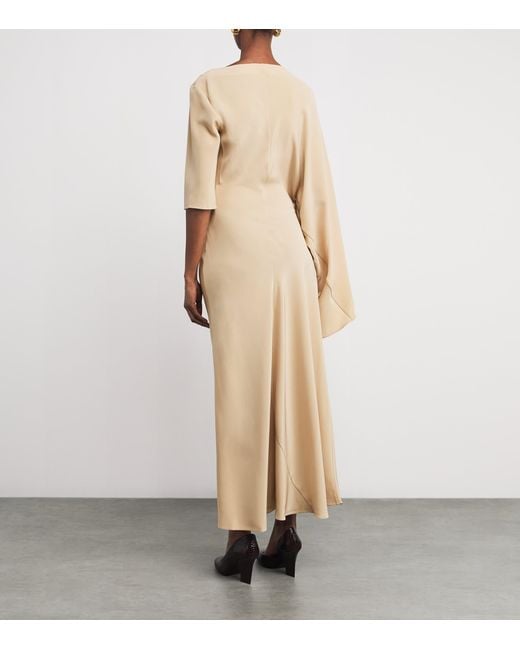 Joseph Natural Satin Gathered Joya Maxi Dress